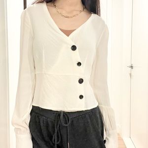 Bershka Ivory Button Up Blouse